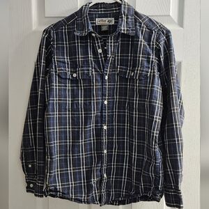 Urban Pipeline Navy and White Plaid Shirt